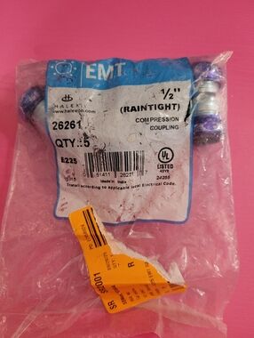 Halex EMT Raintight 1/2" Compression Coupling 26261 Qty. 5 (0764)